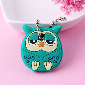 Cartoon Anime Cute Key Cover Cap Silicone Mickey Stitch Bear Keychain Women Gift Owl Porte Clef Minne Key Chain