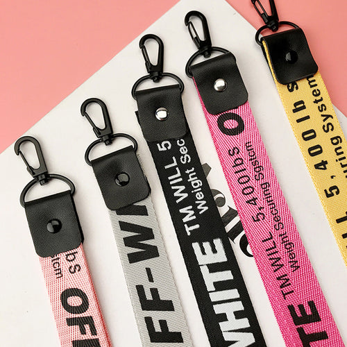 Off White Keychain Women Ribbon key chain porte clef Phone Case Key ring llaveros sleutelhanger Chaveiro portachiavi