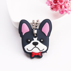 Cartoon Anime Cute Key Cover Cap Silicone Mickey Stitch Bear Keychain Women Gift Owl Porte Clef Minne Key Chain