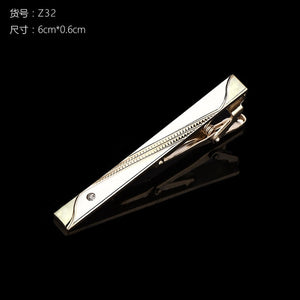 Hot Sale New Tie Clips Men's  Metal Necktie Bar Crystal Formal Dress Shirt Wedding Ceremony  Gold  Tie Clip