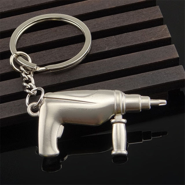 TAFREE Fashion Tools Keychains Spanner,Hammer,Saw,Axe,Wrench,Electrodrill,Scissors Alloy Pendants with Chains useful Key chains